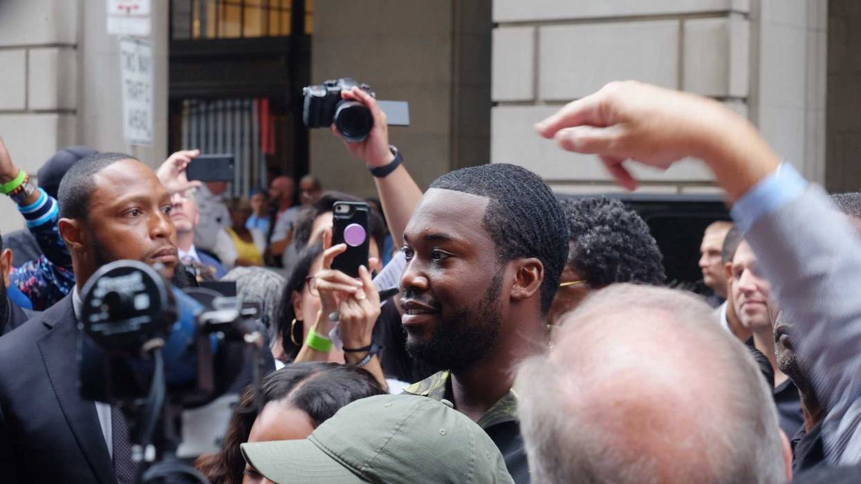 Meek Mill supporters rallied outside of the Juanita Kidd Stout Center for Criminal Justice in Philadelphia on August 27, 2019.