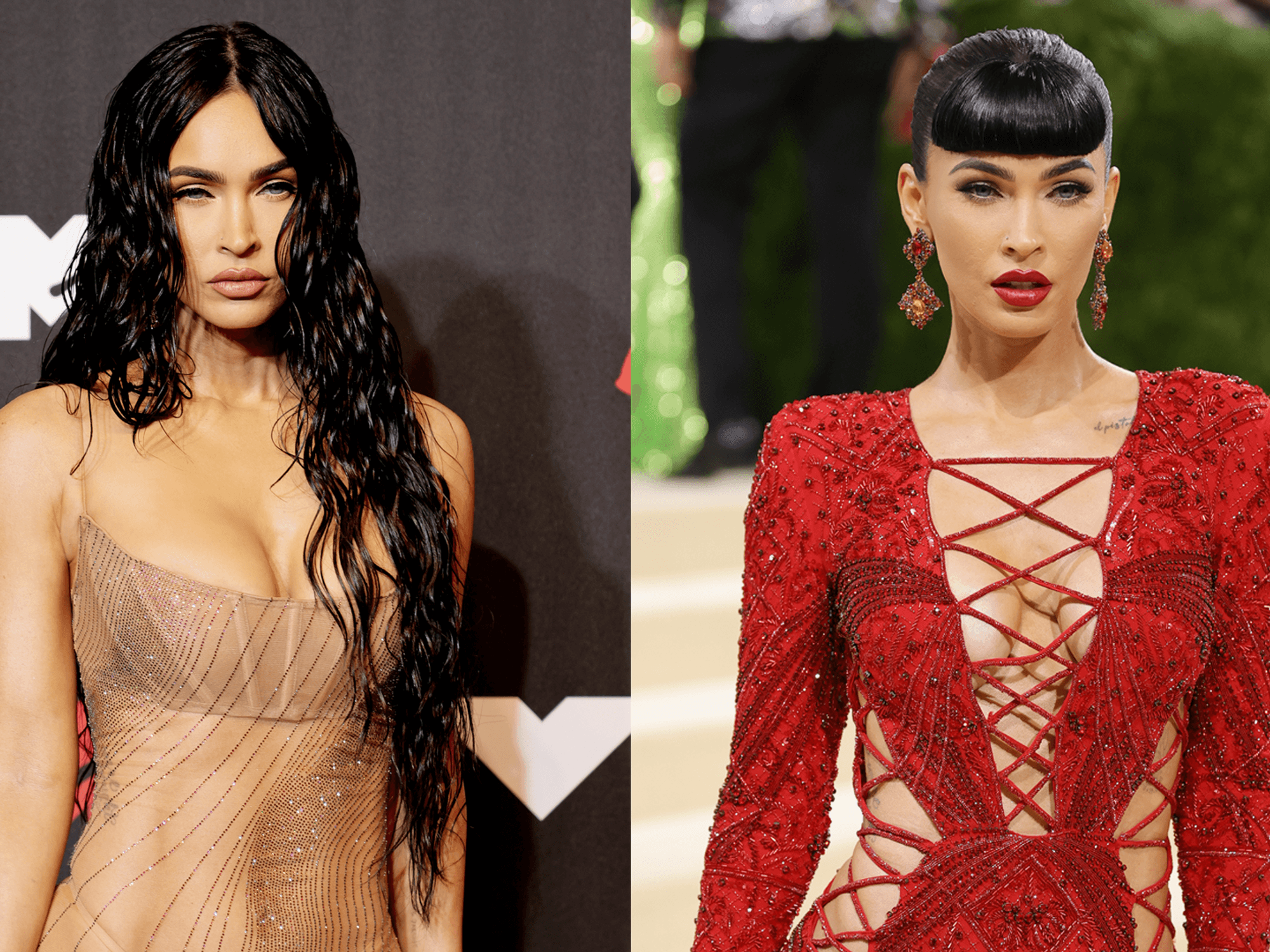 megan fox cuts hole in dress Megan Fox Cut a Hole in Her Jumpsuit to 'Have Sex' with Machine Gun Kelly