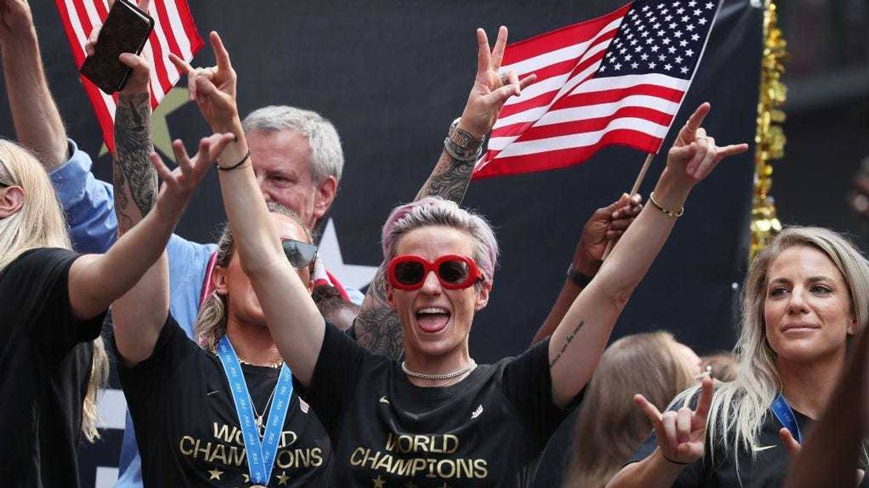 Megan Rapinoe celebrates during the U.S. Women's National Soccer Team Victory Parade and City Hall Ceremony on July 10, 2019 in New York City