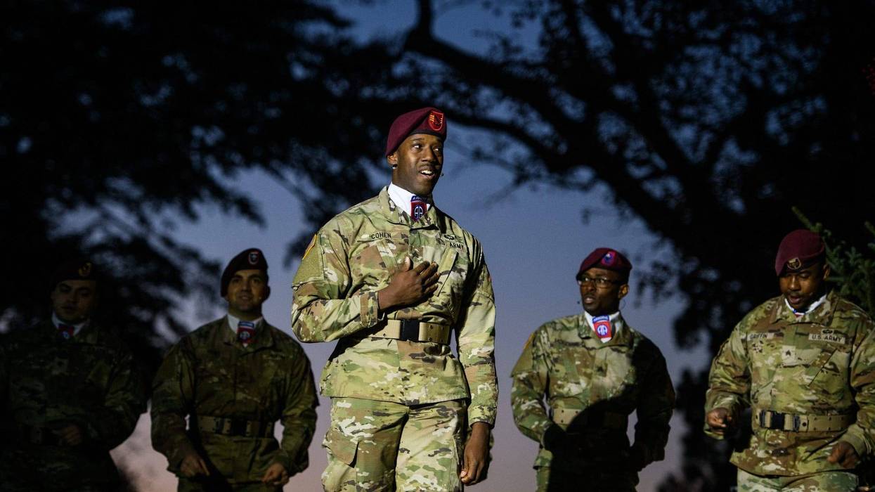 Members of the 82nd Airborne Division All-American Chorus sing Christmas carols at the Fort Bragg Family of the Year and Tree Lighting ceremony on Friday, Dec. 3, 2021.