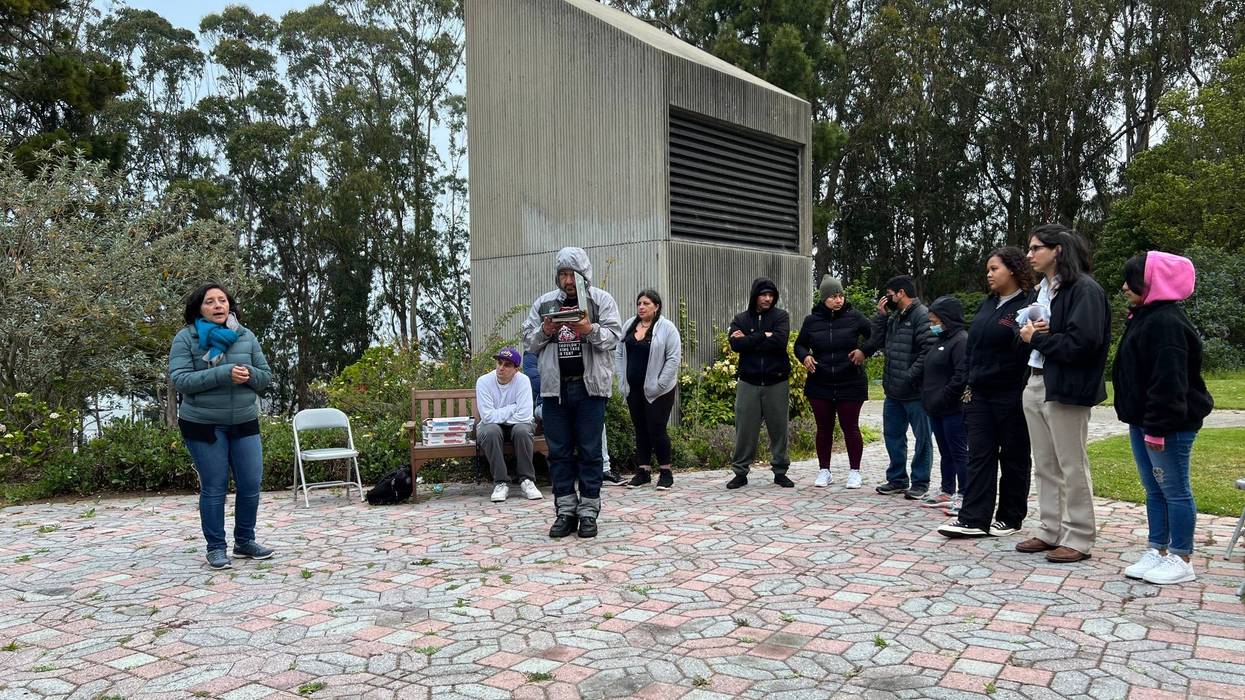 Members of the community meet to discuss the potential safe parking area.
