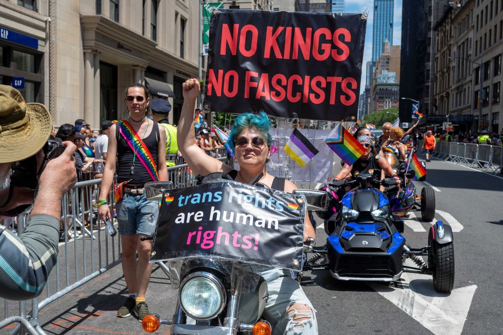 Members of the Empire City MC NYC participate in the annual New York City Pride Parade on June 29, 2025