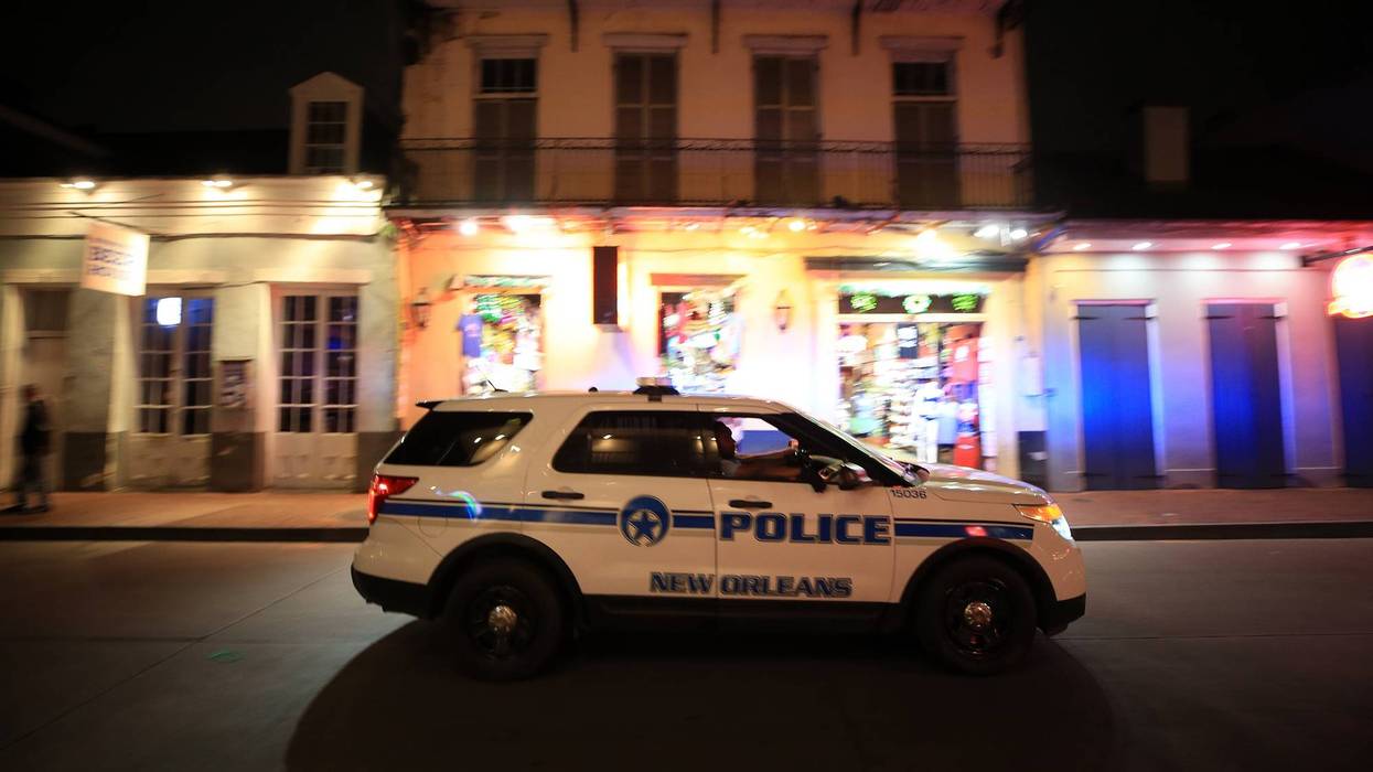 Members of the New Orelans Police Department help clear Bourbon Street on March 16, 2020 in New Orleans, Louisiana.