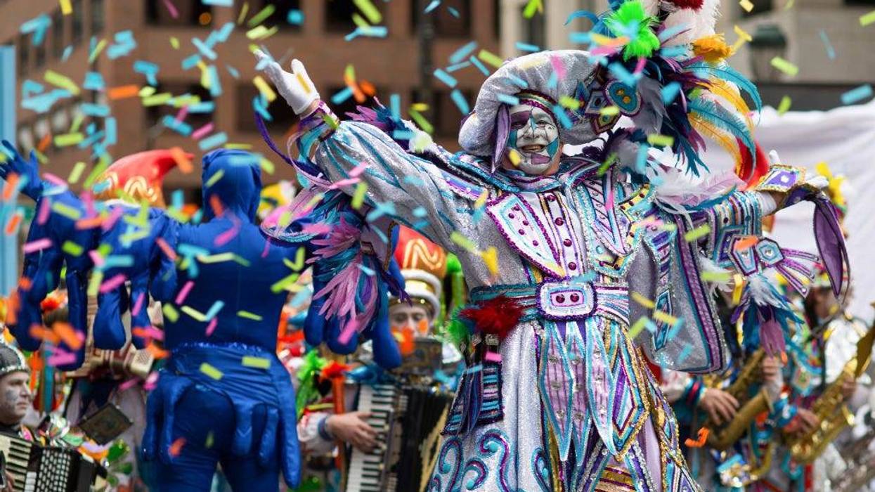 Members of the Pennsport String Band perform at the Philadelphia Mummers Parade.