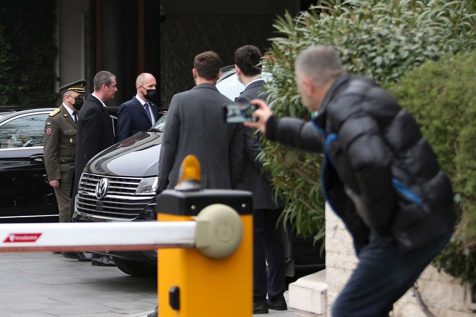 Members of the Ukrainian delegation leave their hotel before the Russia-Ukraine talks start in Istanbul, Tuesday, March 29, 2022