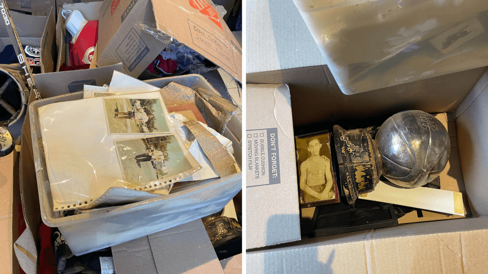 Memorabilia salvaged from the Philadelphia Jewish Sports Hall of Fame.