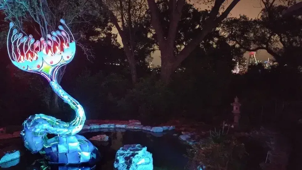 Mermaid Tail created by Ion Art for The Surreal Garden @ Zilker Botanical Garden / supported by Audacy ATX 1Day1Thing 2023