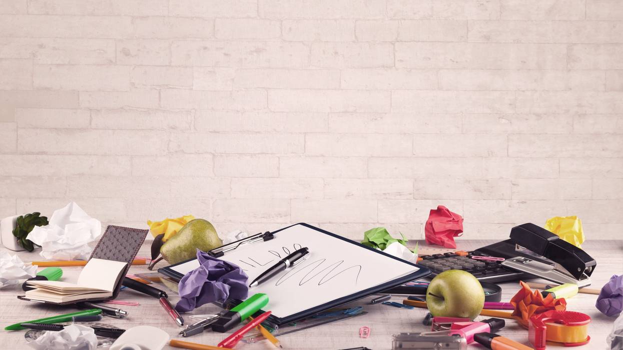 messy school supplies