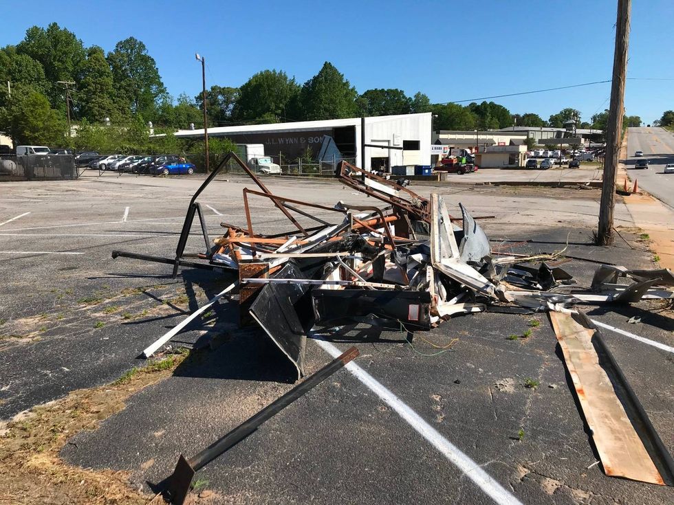 Metal Scraps Piled after Tornado
