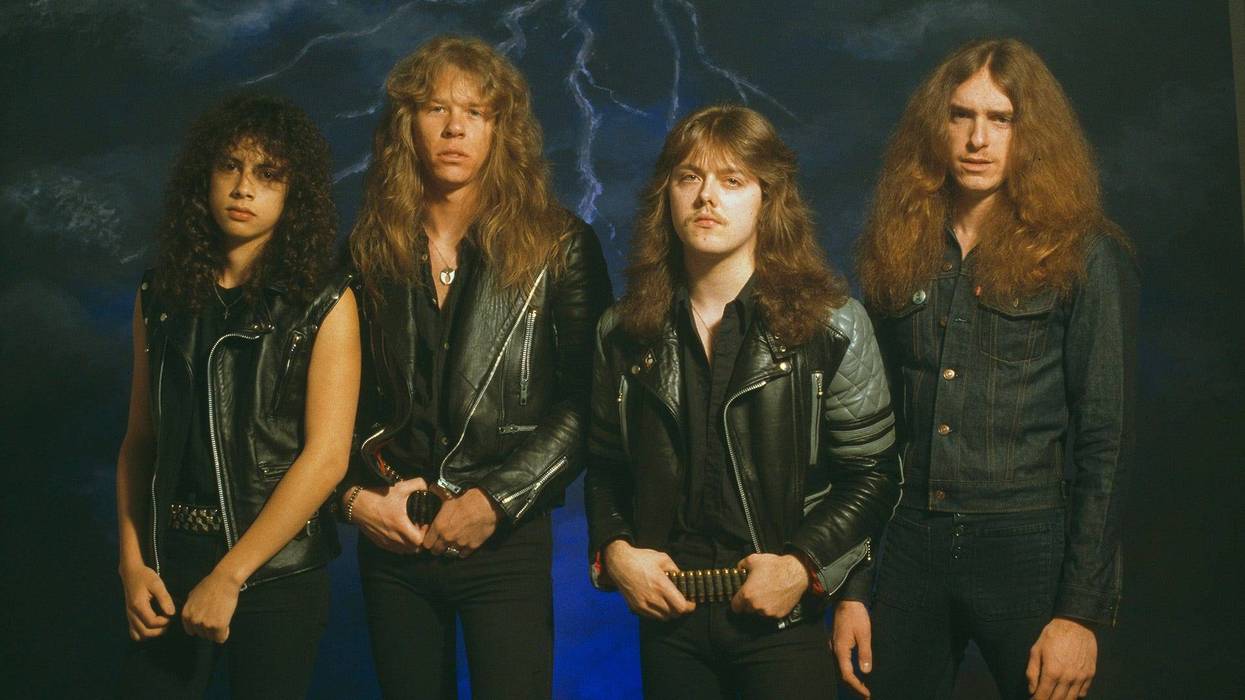 Metallica (1985) Kirk Hammett, James Hetfield, Lars Ulrich, and Cliff Burton