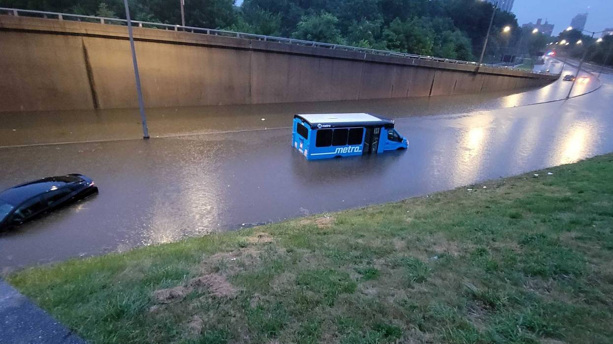 Metro Transit call-to-ride bus partially submerged, deemed a total loss