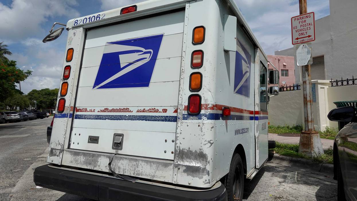 MIAMI BEACH, FLORIDA - SEPTEMBER 12: A United States Postal Service truck is used to deliver mail on September 12, 2024 in Miami Beach, Florida. The National Association of Secretaries of State and the National Association of State Election Directors warned the Postmaster General that problems with the postal service might disenfranchise voters in the upcoming election. They cited USPS mail delivery delays and other issues. (Photo by Joe Raedle/Getty Images)