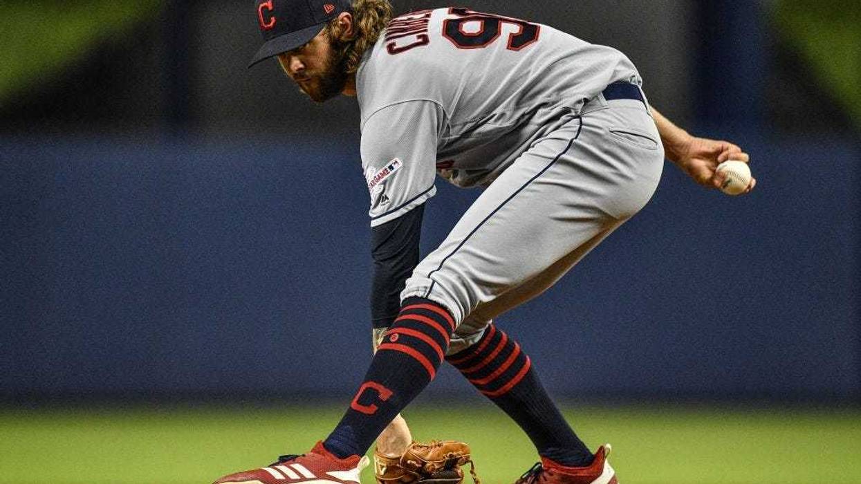 MIAMI, FL - MAY 01: Adam Cimber #90 of the Cleveland Indians warms up before the seventh inning against the Miami Marlins at Marlins Park on May 1, 2019 in Miami, Florida. (Photo by Mark Brown/Getty Images)
