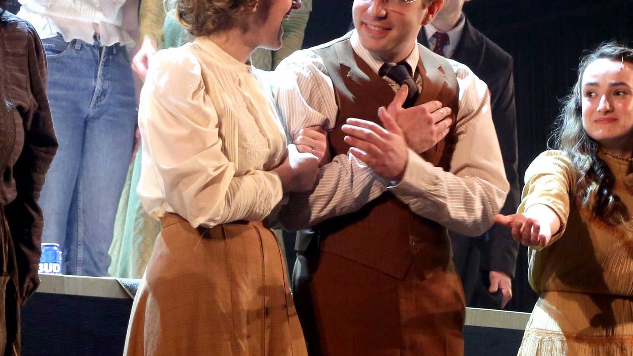Micaela Diamond and Ben Platt during the opening night curtain call for "Parade" at New York City Center on November 01, 2022 in New York City.