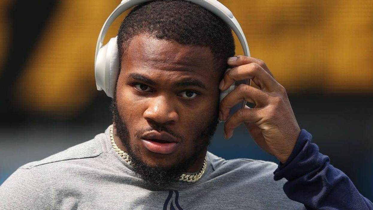 Micah Parsons #11 of the Dallas Cowboys at SoFi Stadium on September 19, 2021 in Inglewood, California.