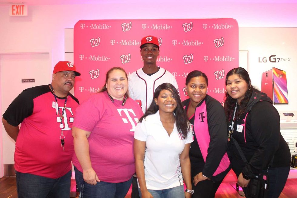 Michael A. Taylor, of the Washington Nationals, joins 106.7 The Fan's Grant Paulsen to meet and greet fans at T-Mobile in Pentagon City.