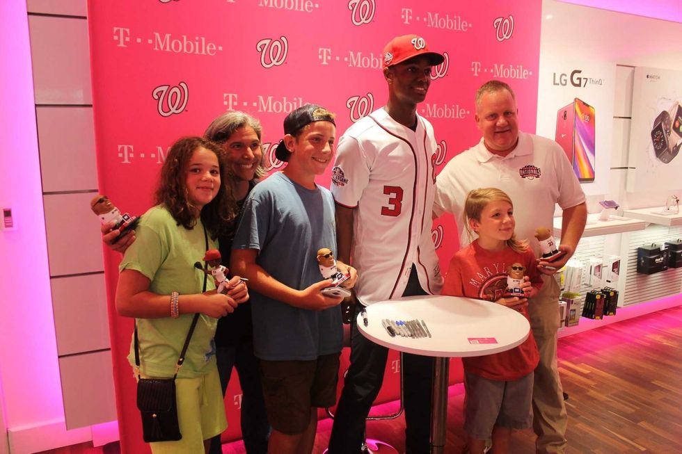 Michael A. Taylor, of the Washington Nationals, joins 106.7 The Fan's Grant Paulsen to meet and greet fans at T-Mobile in Pentagon City.