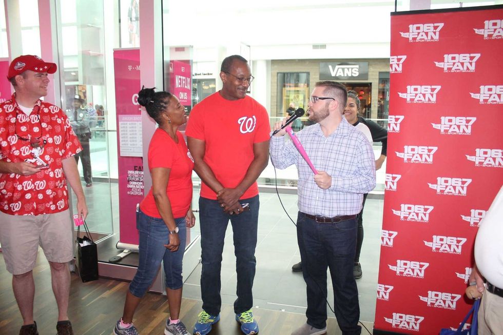 Michael A. Taylor, of the Washington Nationals, joins 106.7 The Fan's Grant Paulsen to meet and greet fans at T-Mobile in Pentagon City.