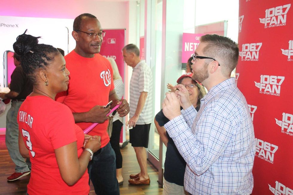 Michael A. Taylor, of the Washington Nationals, joins 106.7 The Fan's Grant Paulsen to meet and greet fans at T-Mobile in Pentagon City.