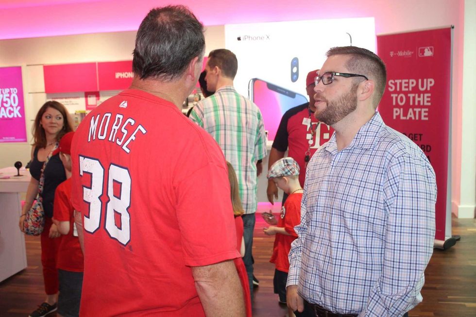 Michael A. Taylor, of the Washington Nationals, joins 106.7 The Fan's Grant Paulsen to meet and greet fans at T-Mobile in Pentagon City.