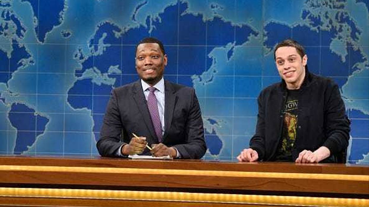 Michael Che and Pete Davidson during SNL Weekend Update