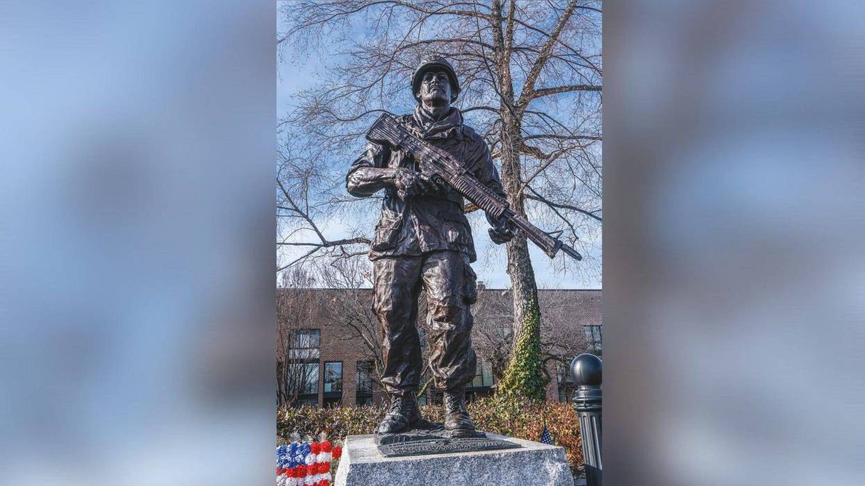 Michael Crescenz’s statue at the Philadelphia Vietnam Veterans Memorial.