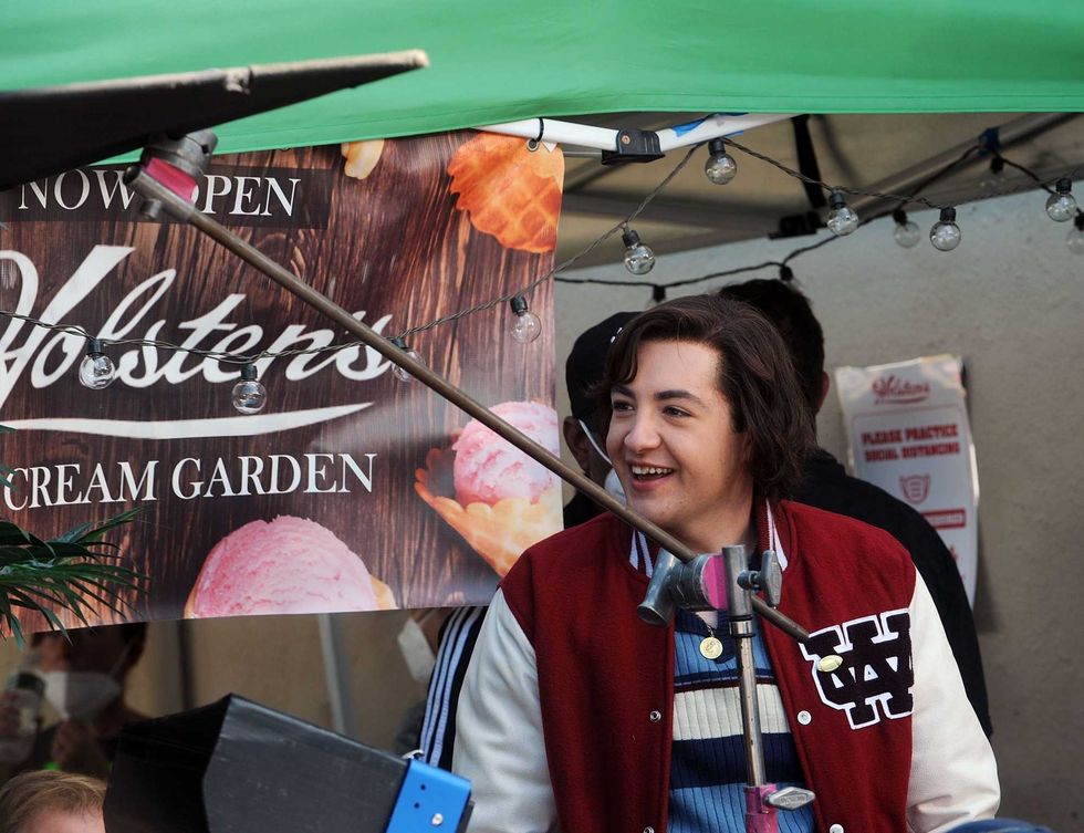 Michael Gandolfini on the set of "The Many Saints of Newark" on September 23, 2020 in Bloomfield, New Jersey.