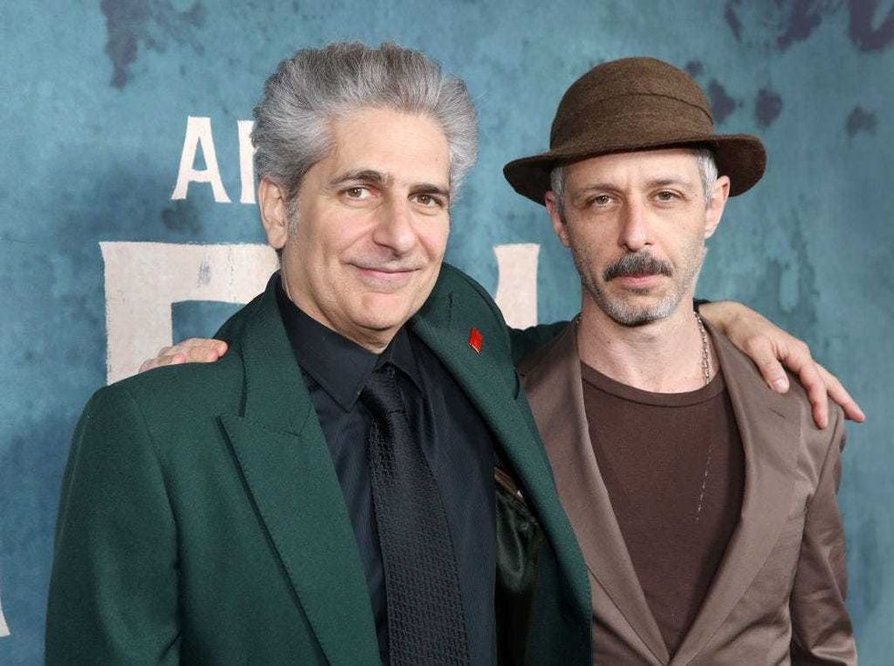 Michael Imperioli and Jeremy Strong pose at the opening night after party for "An Enemy of The People" on Broadway at The Pool/The Grille by Major Food Group on March 18, 2024 in New York City.