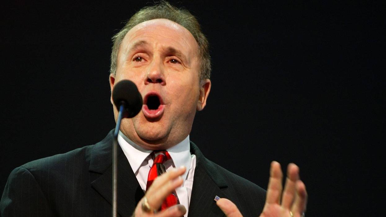 Michael Reagan introduces a tribute to his father, former U.S. President Ronald Reagan, on night three of the Republican National Convention September 1, 2004 at Madison Square Garden in New York City.
