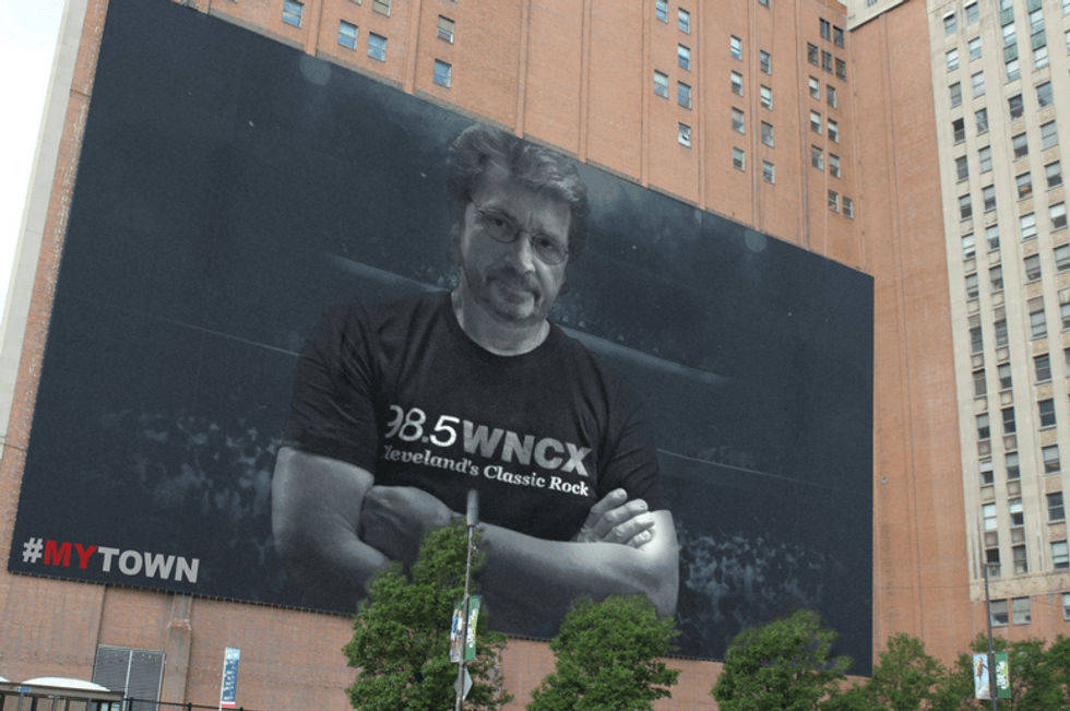 michael stanley billboard, michael stanley on building, michael stanley lebron james