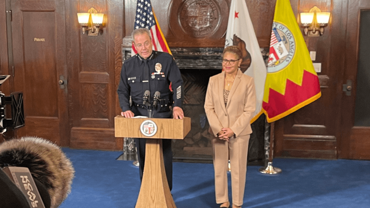 Michel Moore, Los Angeles Chief of Police and Mayor Karen Bass announce Moore's retirement.