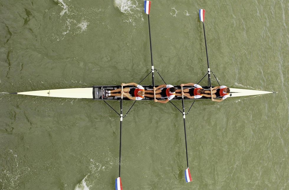 Michiel Bartman (left) as part of a four-man boat for Holland during the FISA Rowing World Championships in Seville, Spain on Sept. 17, 2002.