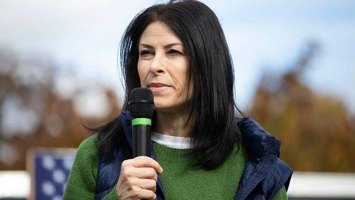 Michigan Attorney General Dana Nessel speaks at a campaign rally at Michigan State University.