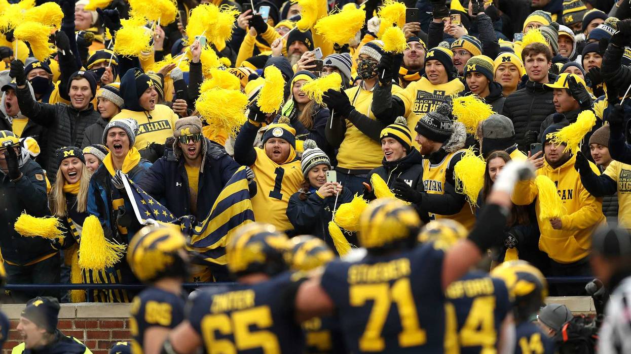Michigan football players and fans