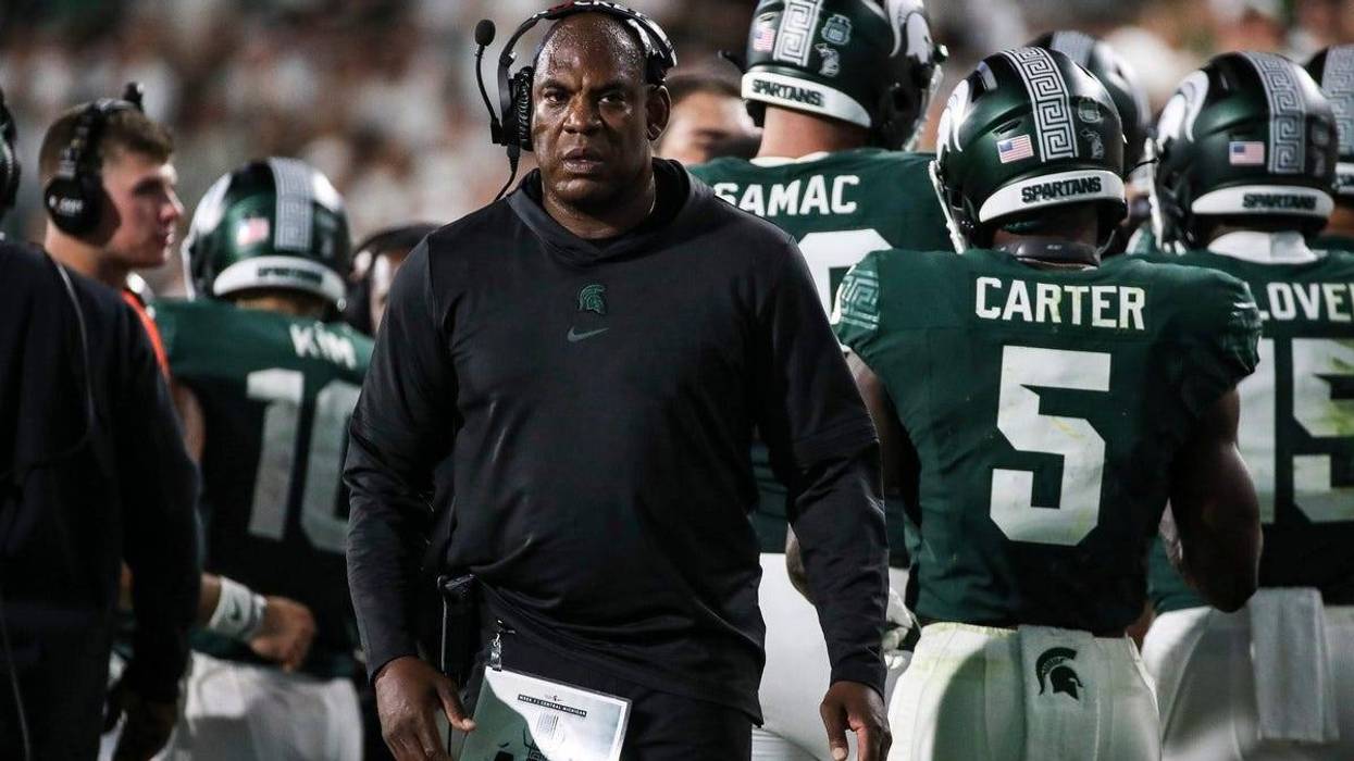 Michigan State head coach Mel Tucker looks on after a touchdown against Central Michigan during the second half at Spartan Stadium in East Lansing on Friday, Sept. 1, 2023.