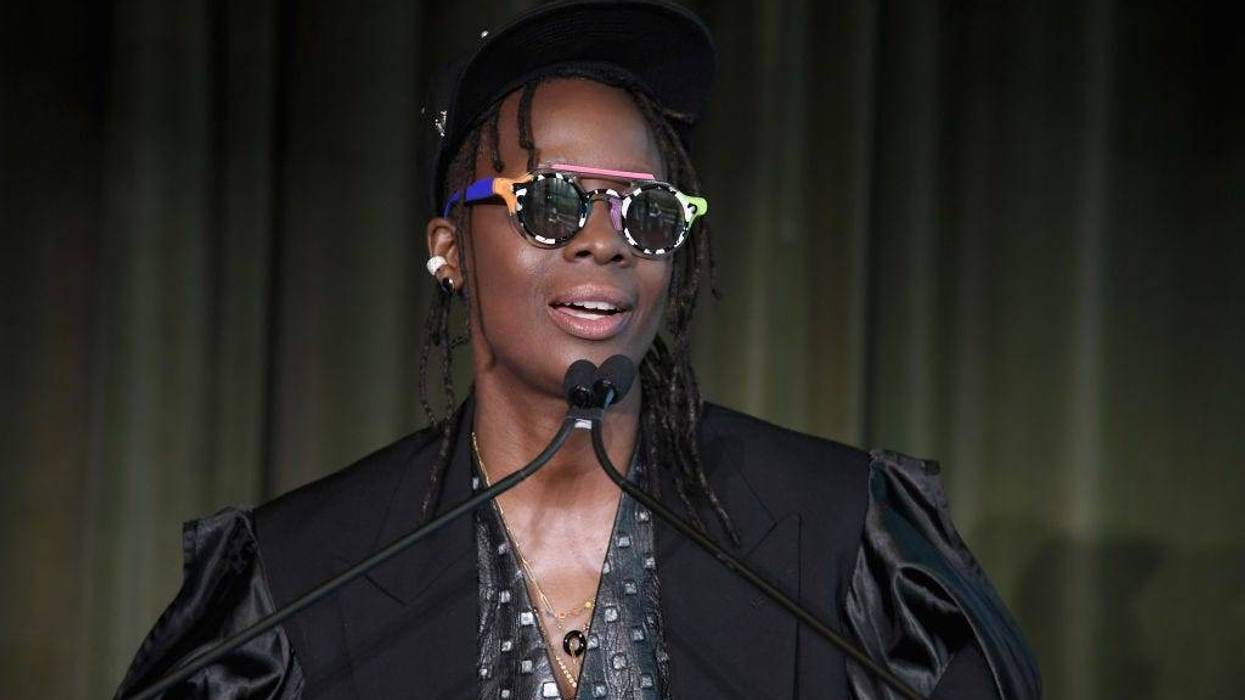 Mickalene Thomas speaks during an event in June in New York City.