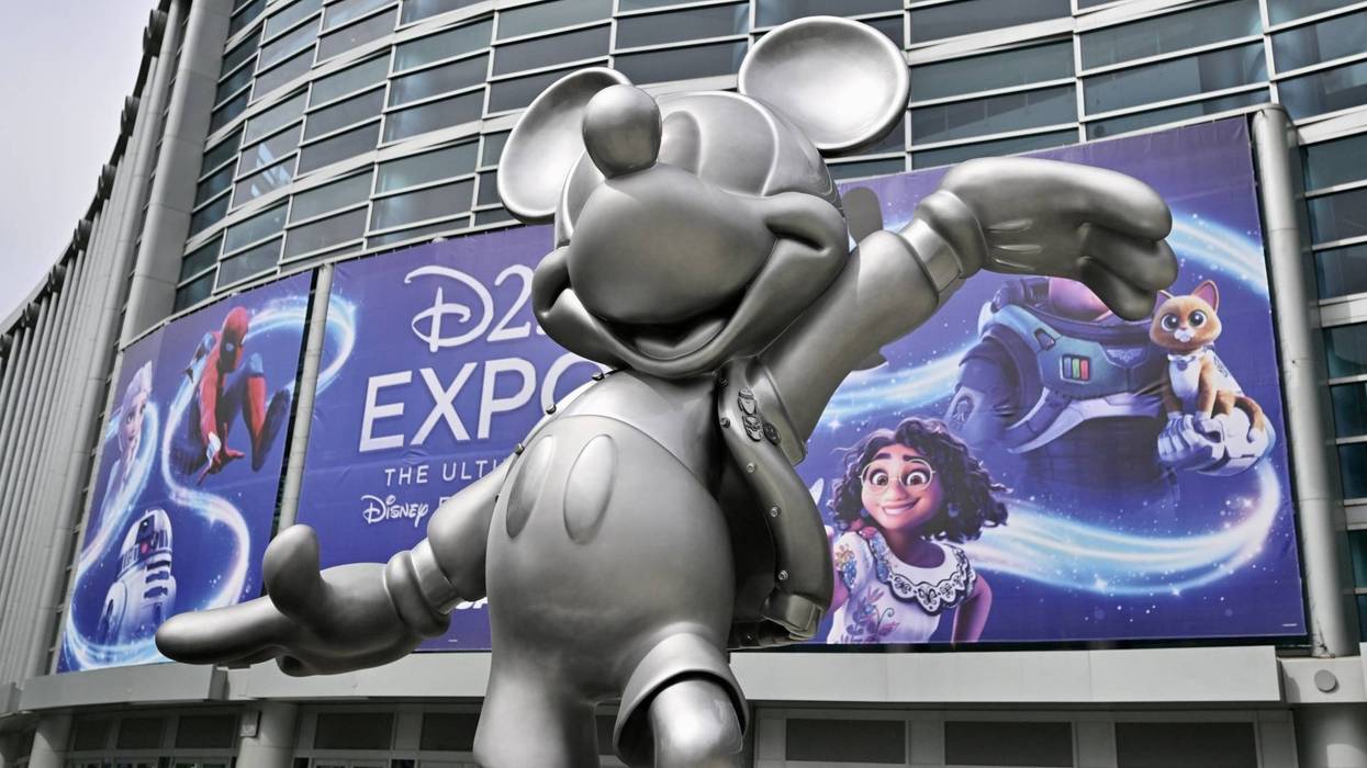 Mickey Mouse outside the D23 Expo in Anaheim, CA