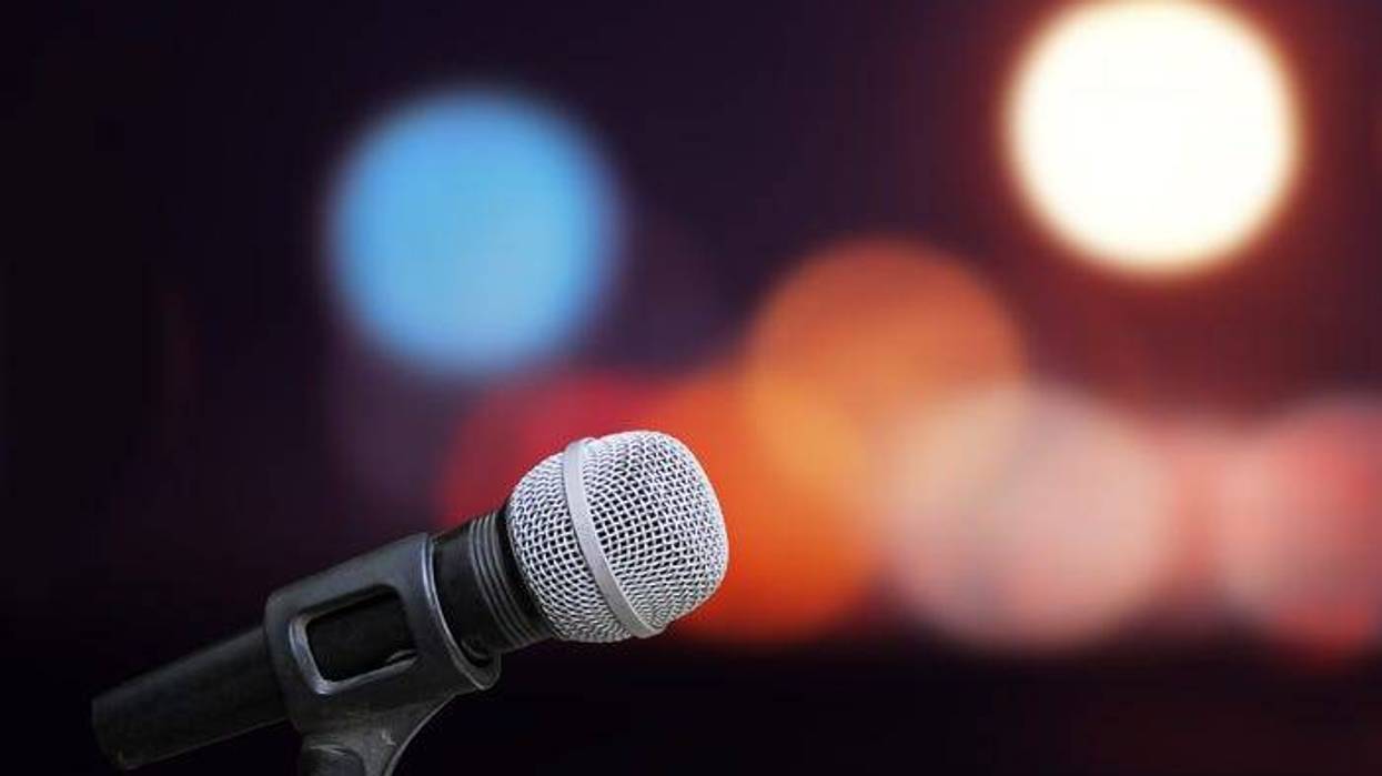 Microphone isolate on ourdoor background