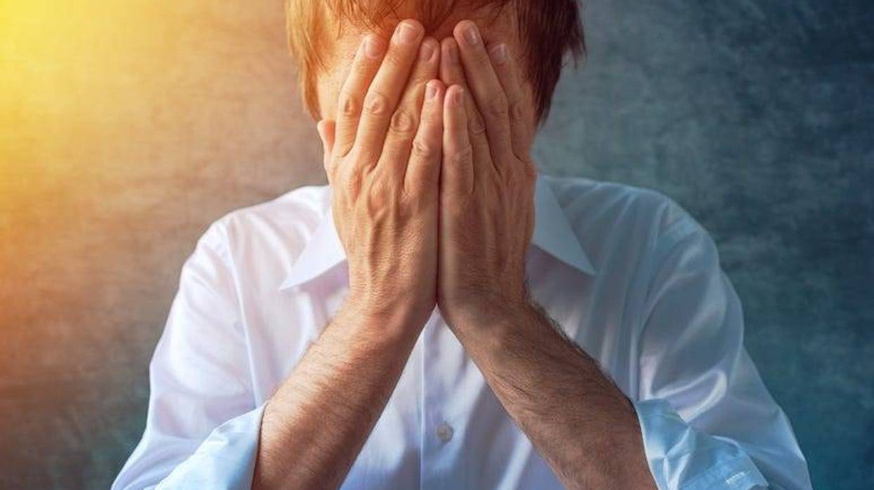 Mid-Life Crisis, Man, Middle Age, Hands in Face