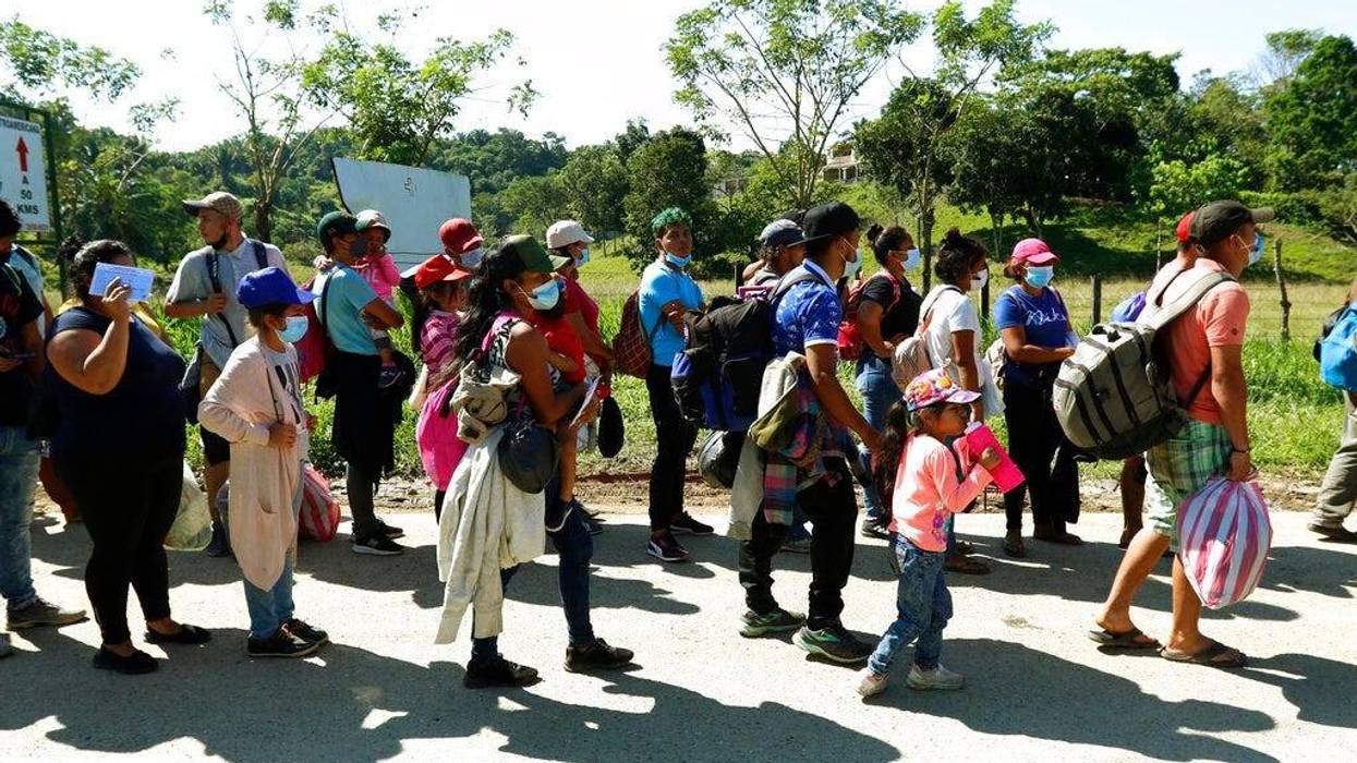 Migrants who are part of a caravan hoping to reach the United States