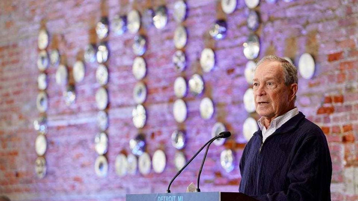 Mike Bloomberg at his campaign office in Detroit