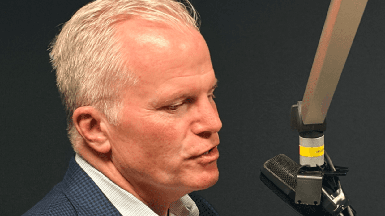 Mike Cox is interviewed in the WWJ Newsradio 950 studios in Southfield on June 8, 2026, during his campaign for governor.