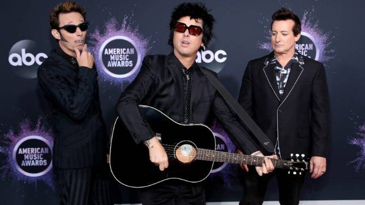 Mike Dirnt, Billie Joe Armstrong, and Tré Cool of Green Day attend the 2019 American Music Awards