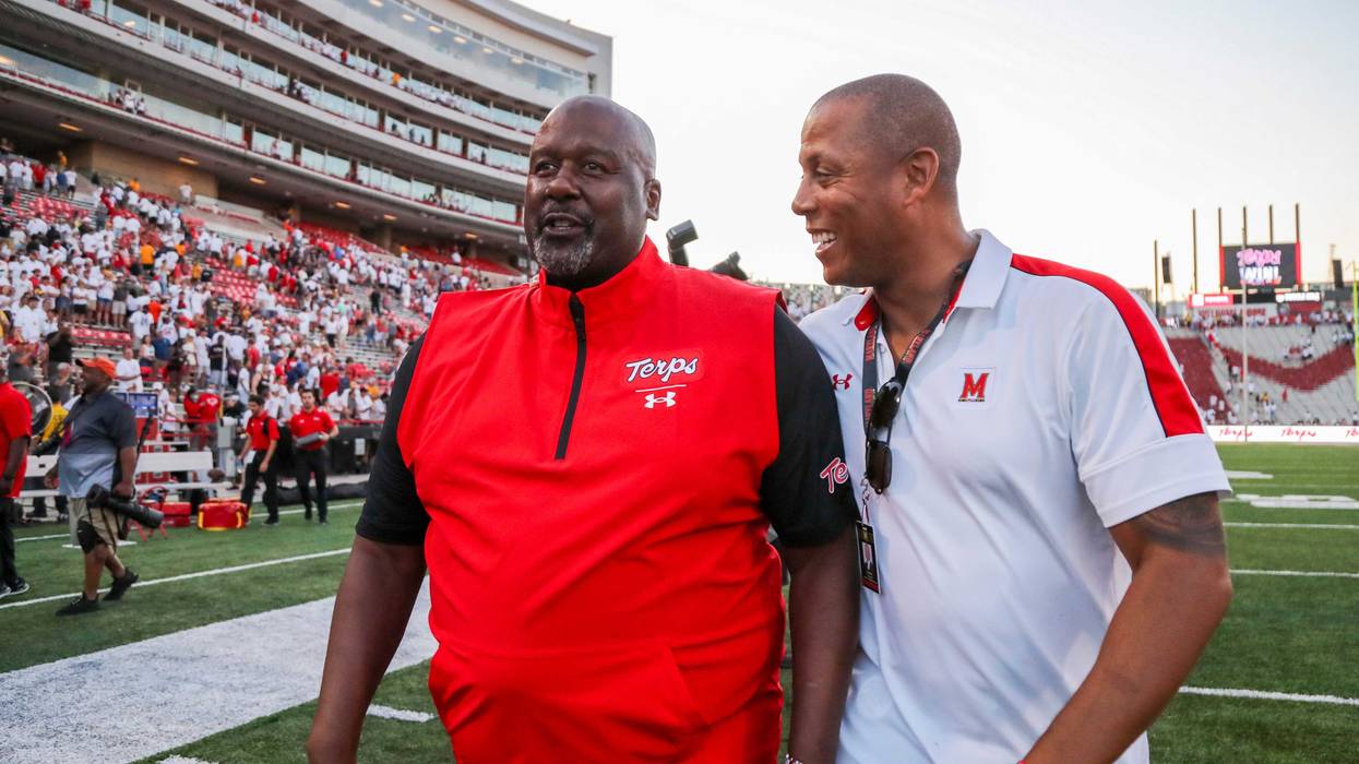 Mike Locksley and Damon Evans