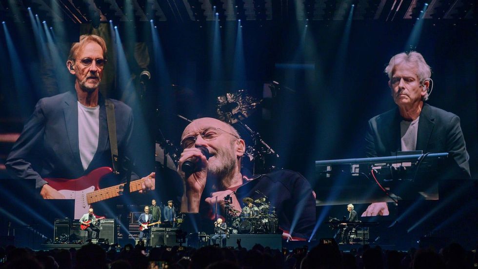 Mike Rutherford, Phil Collins, and Tony Banks of Genesis