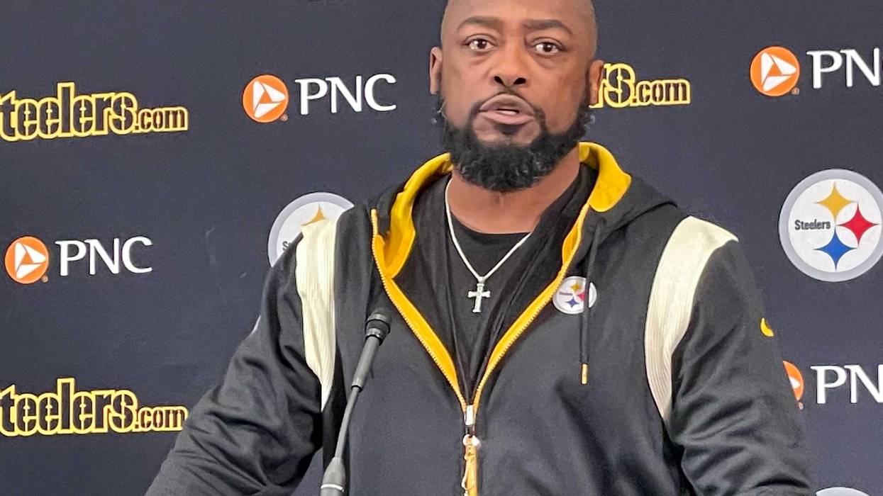 Mike Tomlin at a podium