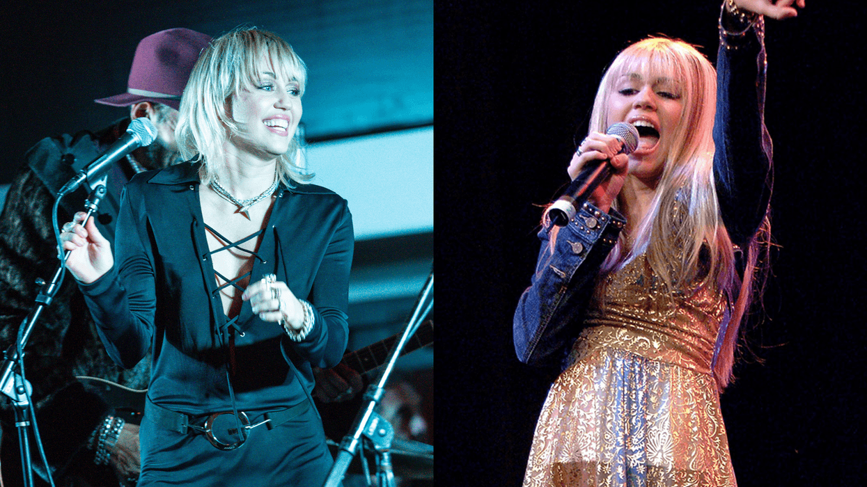 Miley Cyrus and Miley Cyrus as Hannah Montana