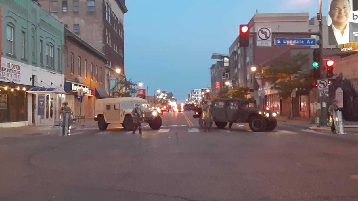 Military vehicles in uptown