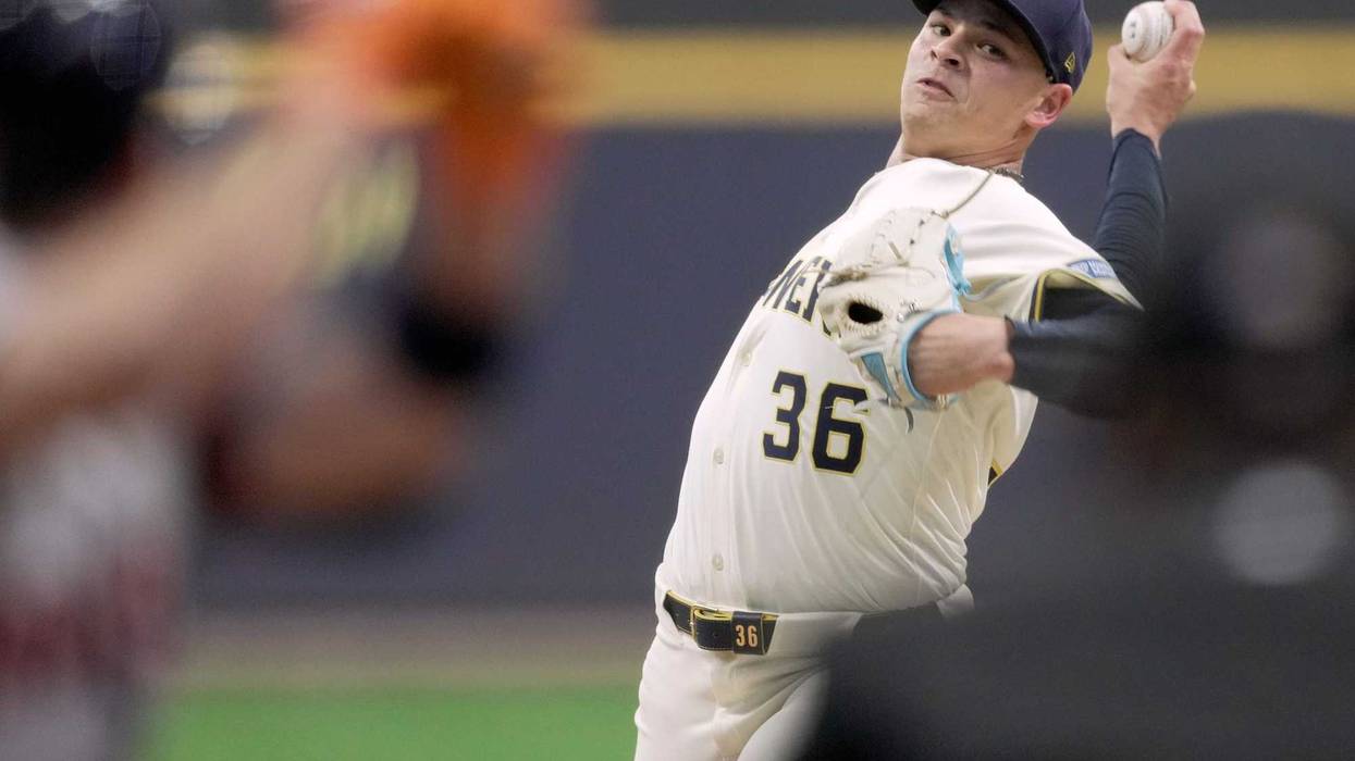 Milwaukee Brewers pitcher Tobias Myers (36) throws during the first inning of their game against the Houston Astros Monday, May 5, 2025 at American Family Field in Milwaukee, Wisconsin.