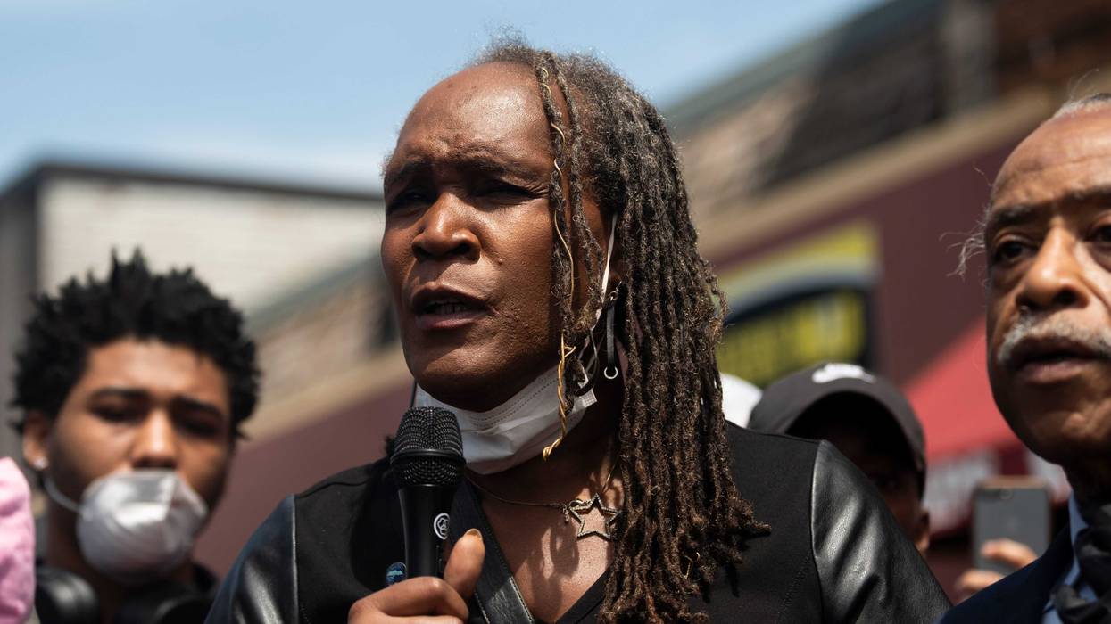 Minneapolis City Council Vice President Andrea Jenkins speaks to a group gathered outside the Cup Foods, where George Floyd was killed in police custody, on May 28, 2020 in Minneapolis, Minnesota.